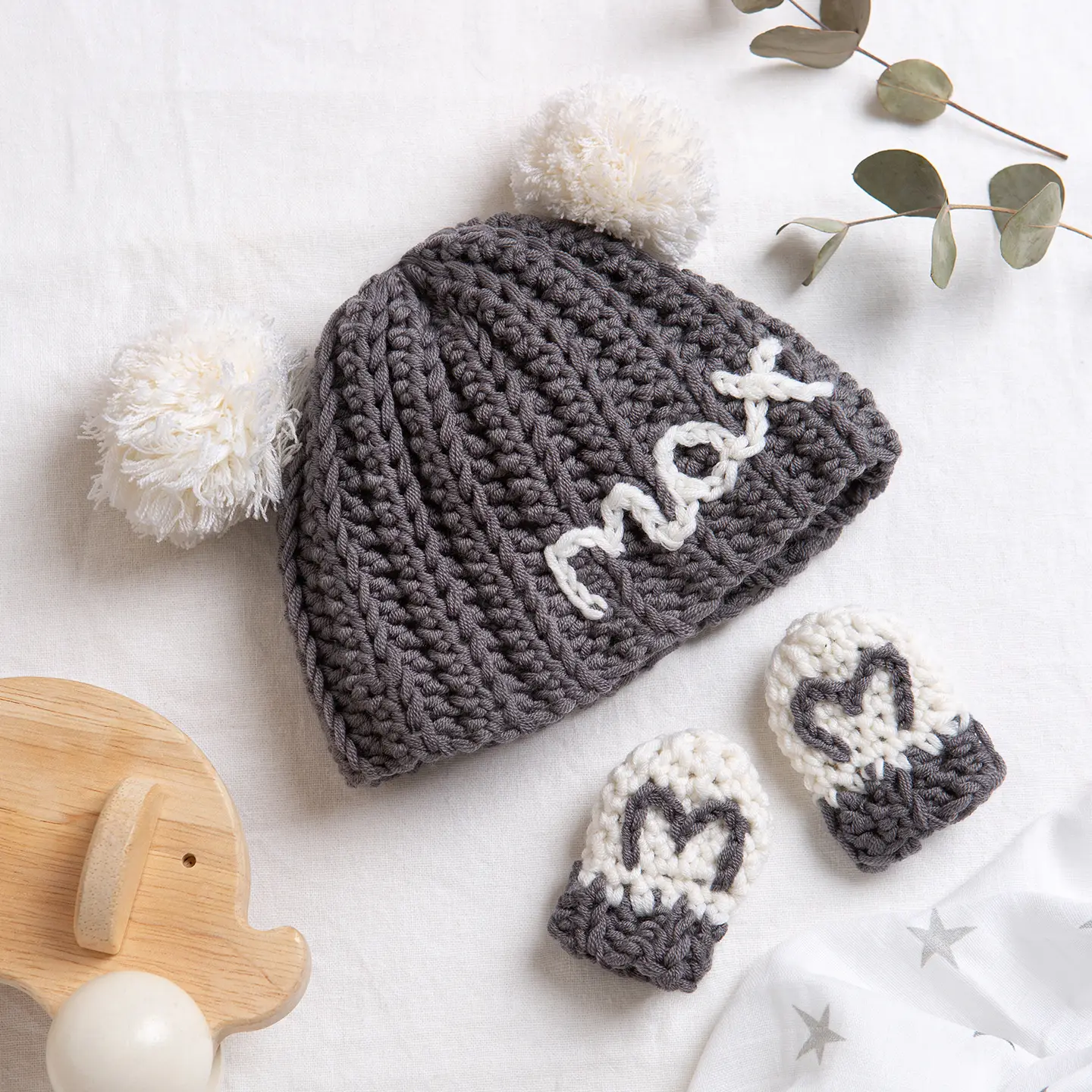 Personalised Baby Hat and Mittens Easy Crochet Kit