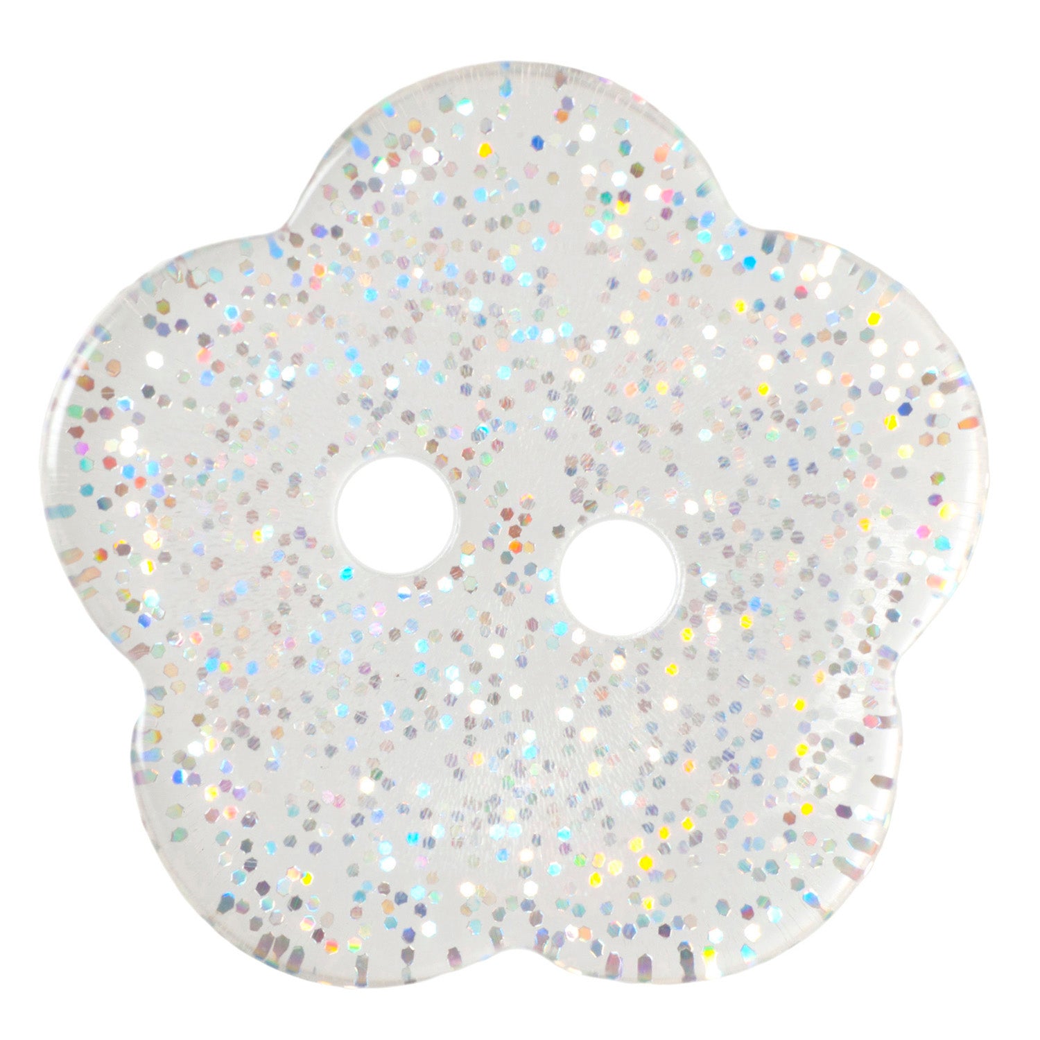 Clear Glitter Flower Button, 20mm