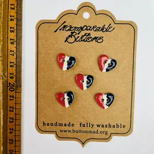 Red, White and Blue Heart Buttons