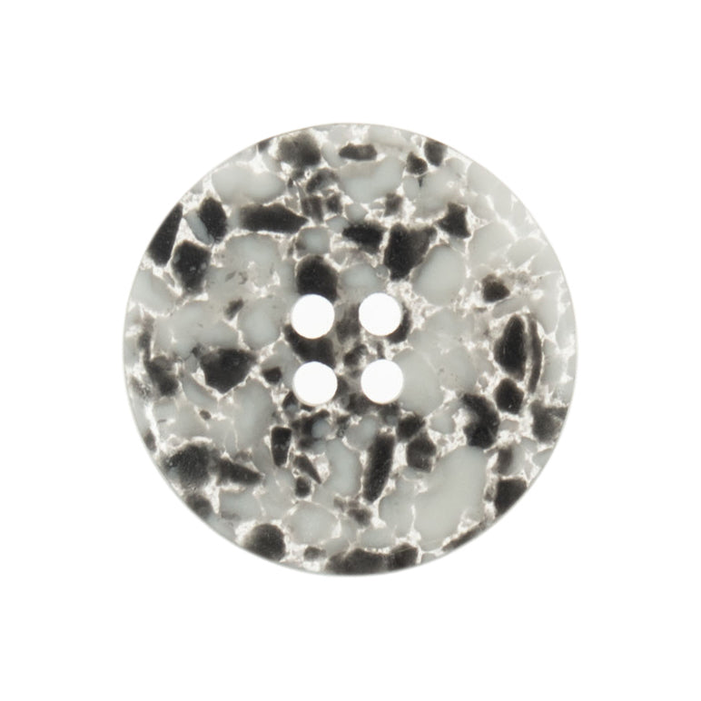 Button: Eco-Conscious: Recycled Plastic Scrap: 4 Hole: 20mm: Black/White
