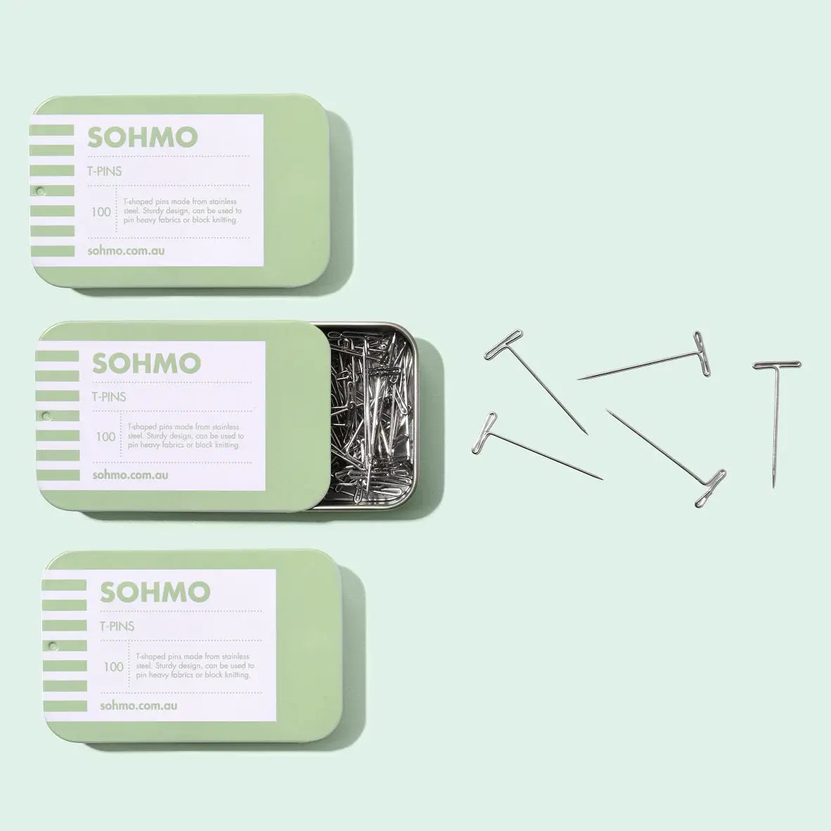 SOHMO T-Pins - Stainless Steel Blocking & Wig Pins, Pack of 100