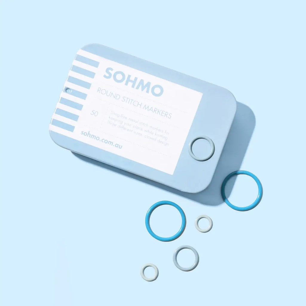 SOHMO Round Stitch Markers - Closed Metal Knitting Markers in 3 Sizes