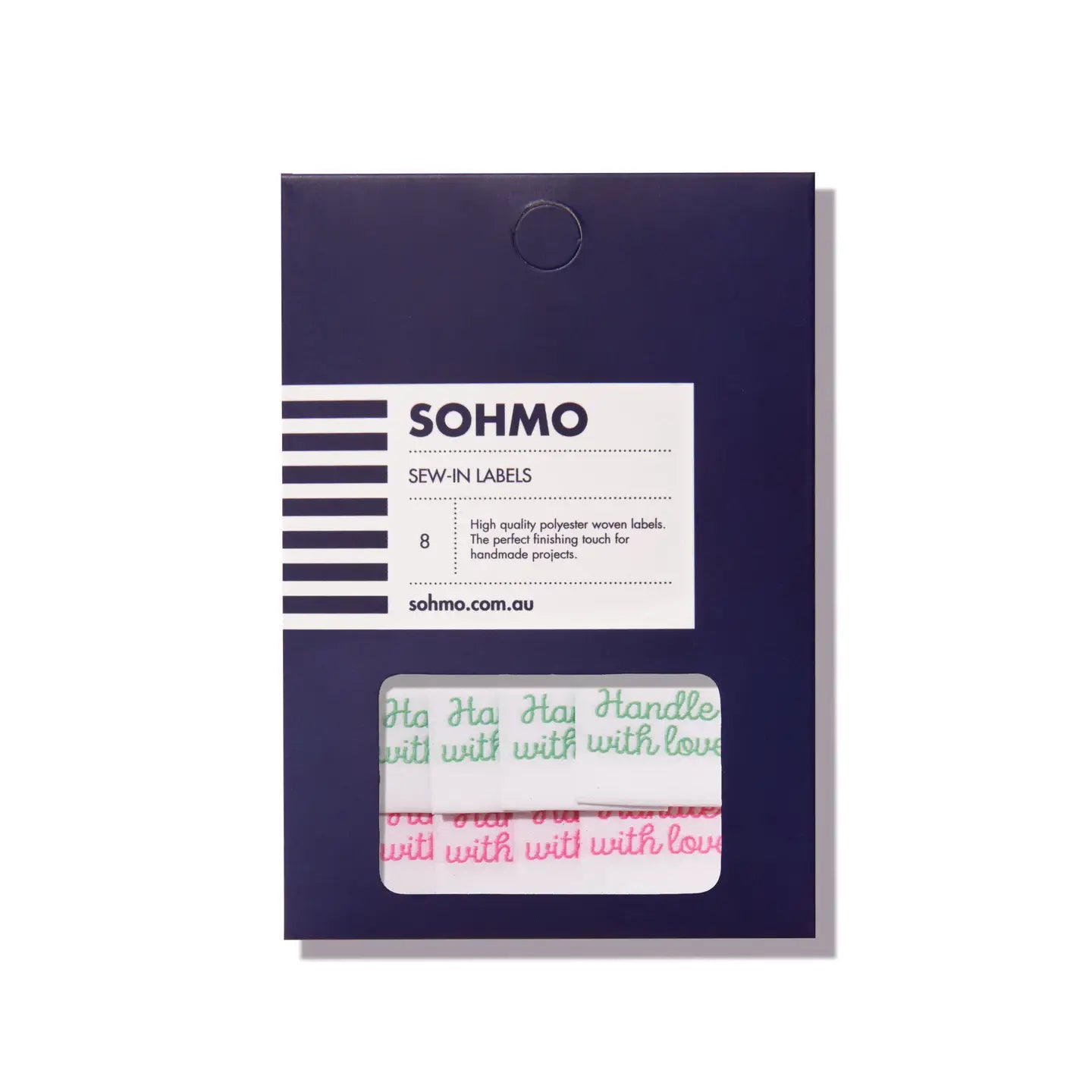 SOHMO "Handle with Love" Sew-in Labels - Pink & Sage Green, Pack of 8