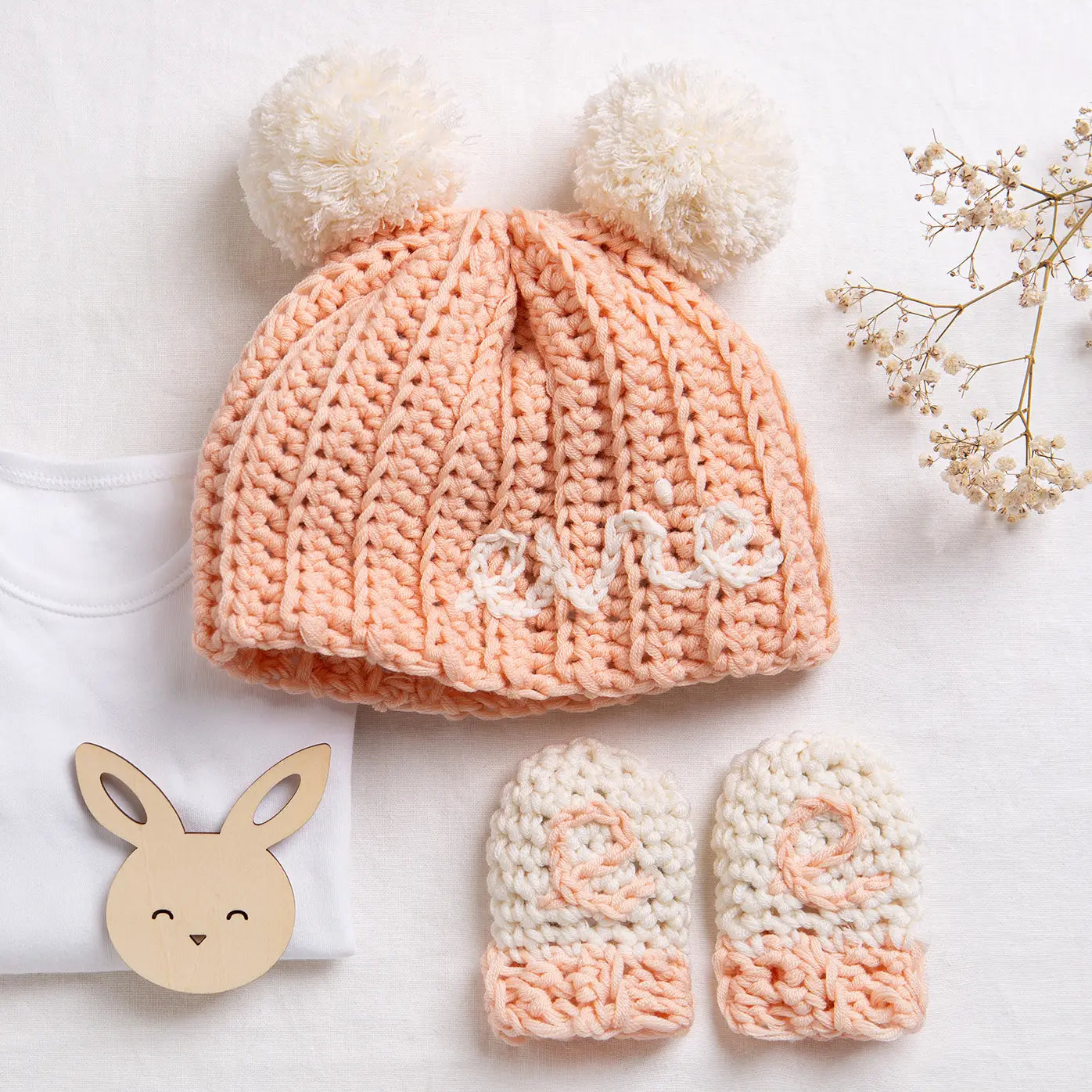Personalised Baby Hat and Mittens Easy Crochet Kit