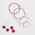KnitPro Thin & Flex Purple Nylon Coated Stainless Steel 360° Swivel Cables
