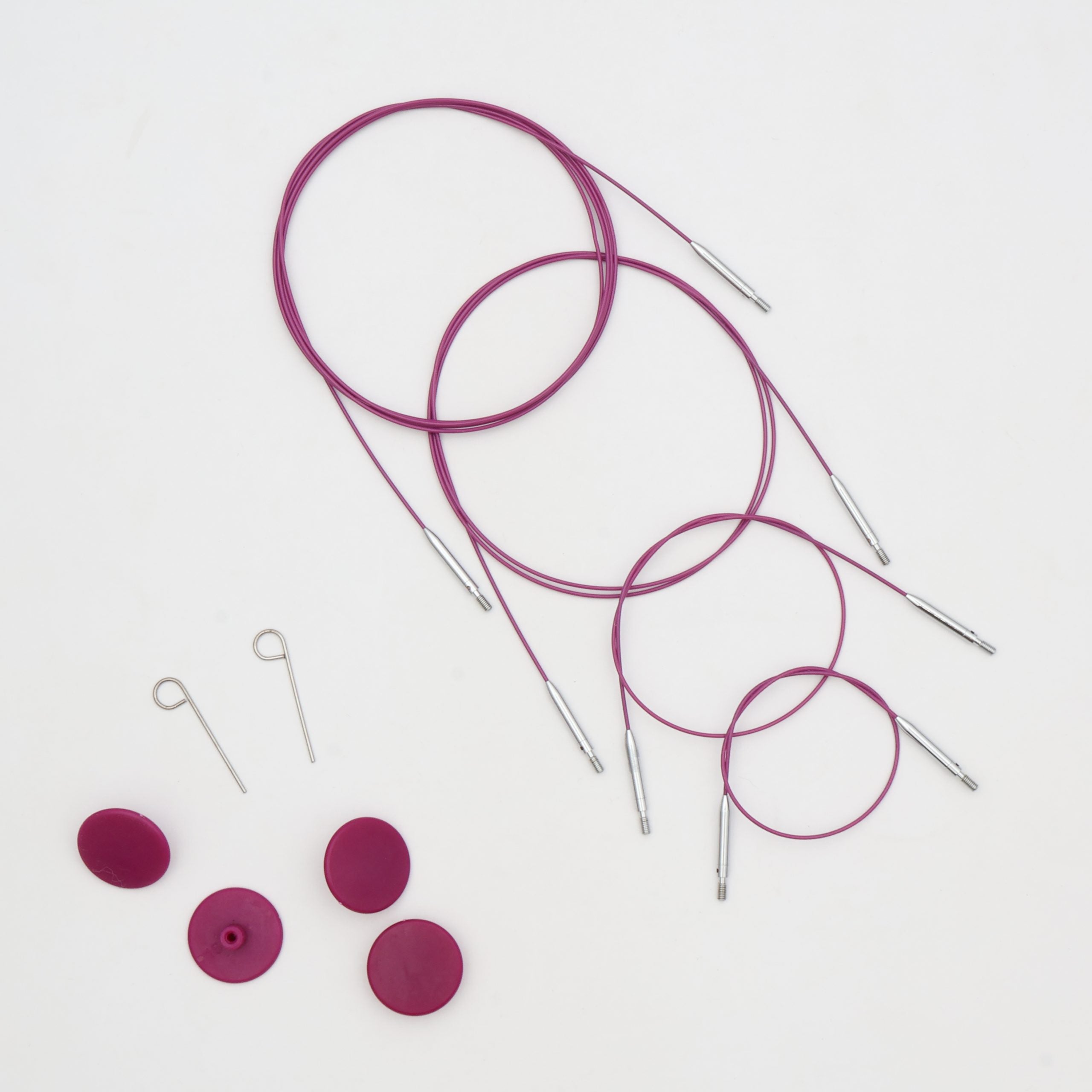 KnitPro Thin & Flex Purple Nylon Coated Stainless Steel 360° Swivel Cables